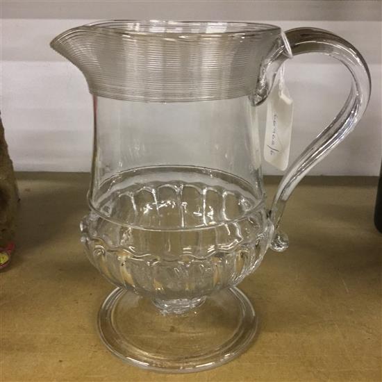 George III glass jug inset coin to base  (jug a.f)